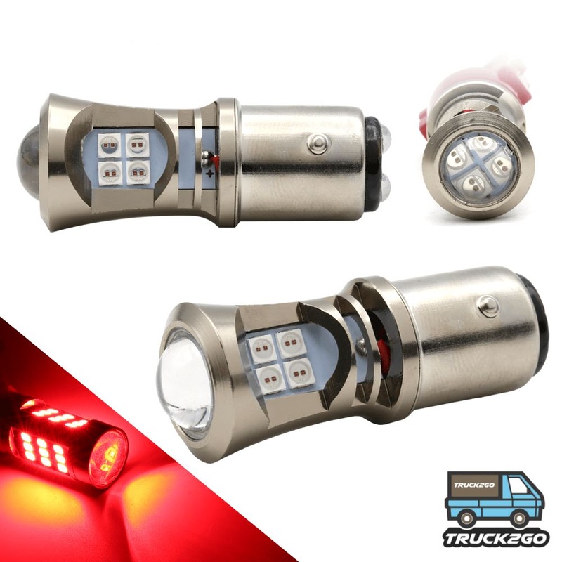 SYNETICUSA 1157 Turn Signal / Brake LED Projector Light Bulbs (Red)