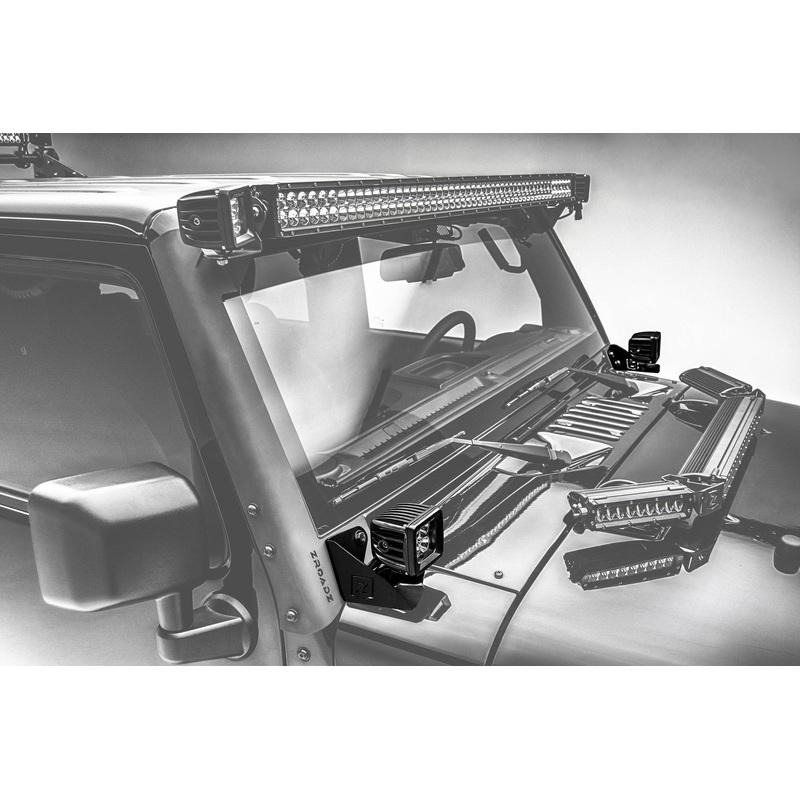 ZROADZ Z374814-KIT Black Mild Steel A Pillar LED Kit Fits 2007-2018 Jeep Wrangler JK Wrangler JKU