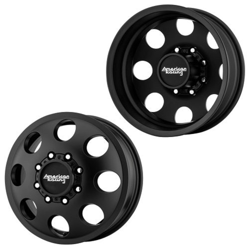 16x6 American Racing AR204 Baja Blk PRE-11 GM PRE-19 DODGE PRE-99 FORD DUALLY Wheels 8x6.5 Set of 4 (Fits Stock Tire Sizing)