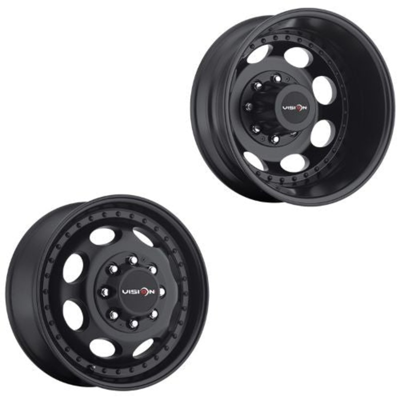 19.5x6.75 Vision 181 Hauler Dually Matte Black PRE-11 GM Wheels 8x6.5 Set of 6 (Fits Stock Tire Sizing)