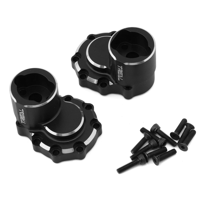 Treal Hobby Aluminum Rear Inner Portal Housing Cover for Traxxas TRX-4 (Black) (2)