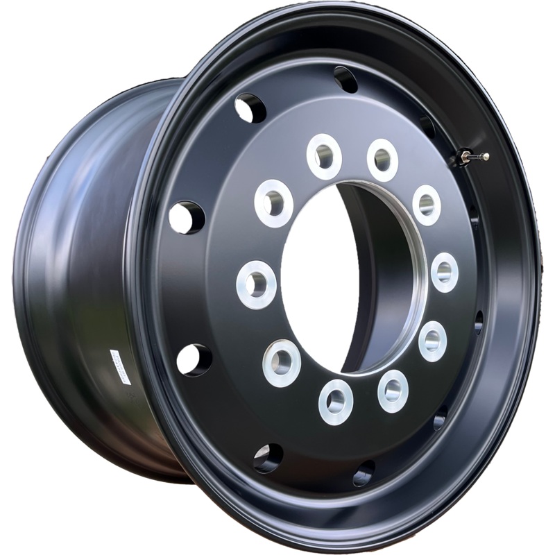 22.5x12.25 Northstar 10x285mm Hub Pilot Black Flat Face Wheel Front Only (4.75" offset)