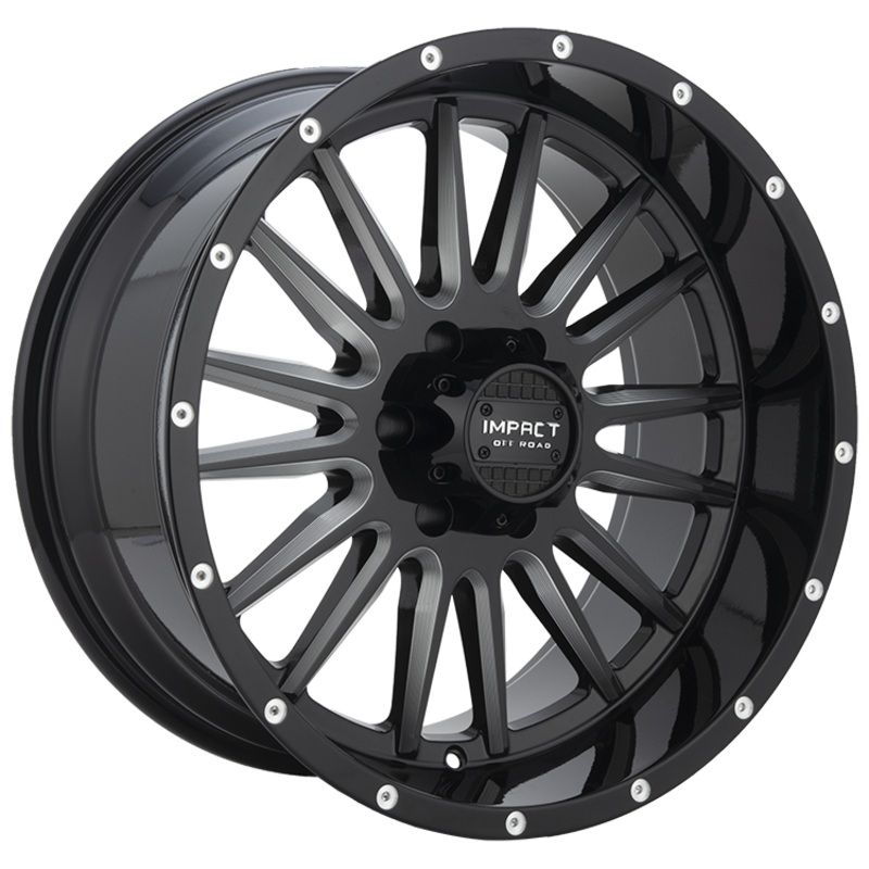 Impact Offroad 20X10 Offroad Wheel 6X139.7 PCD/-12mm Offset/ 106.1mm CB/ Gloss Black Milling Windows Rims