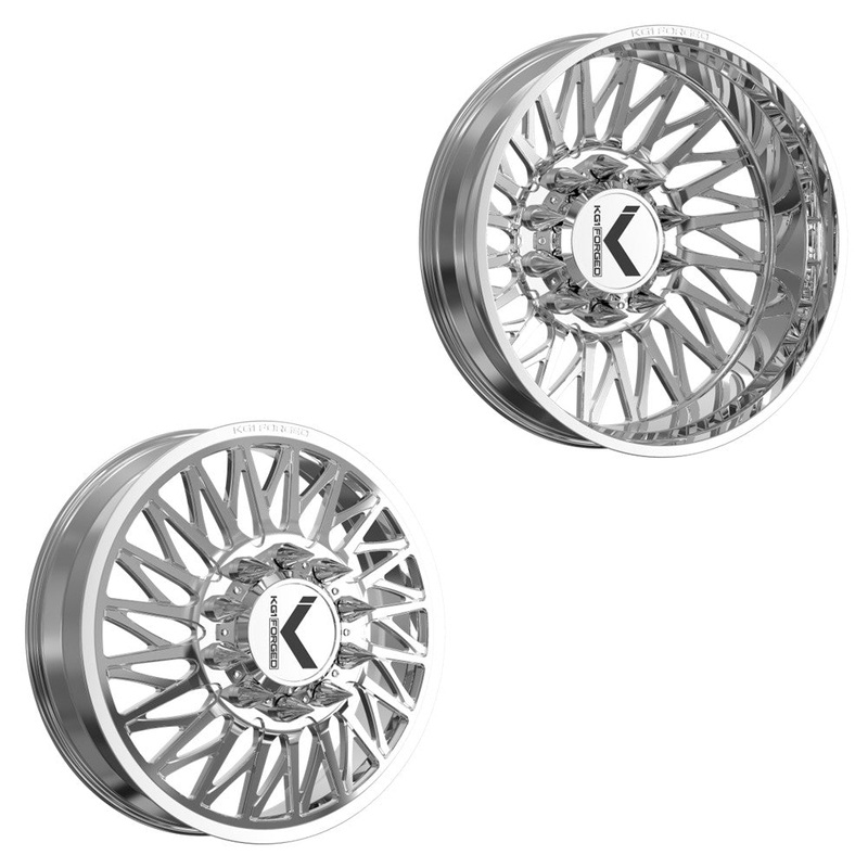 22x8.25 KG1 Forged KD054 Glaze Polished  DIRECTIONAL DUALLY Wheels 10x285 Set of 6 (Lug Nuts/Adapters Included) Fits up to 13.50 tire