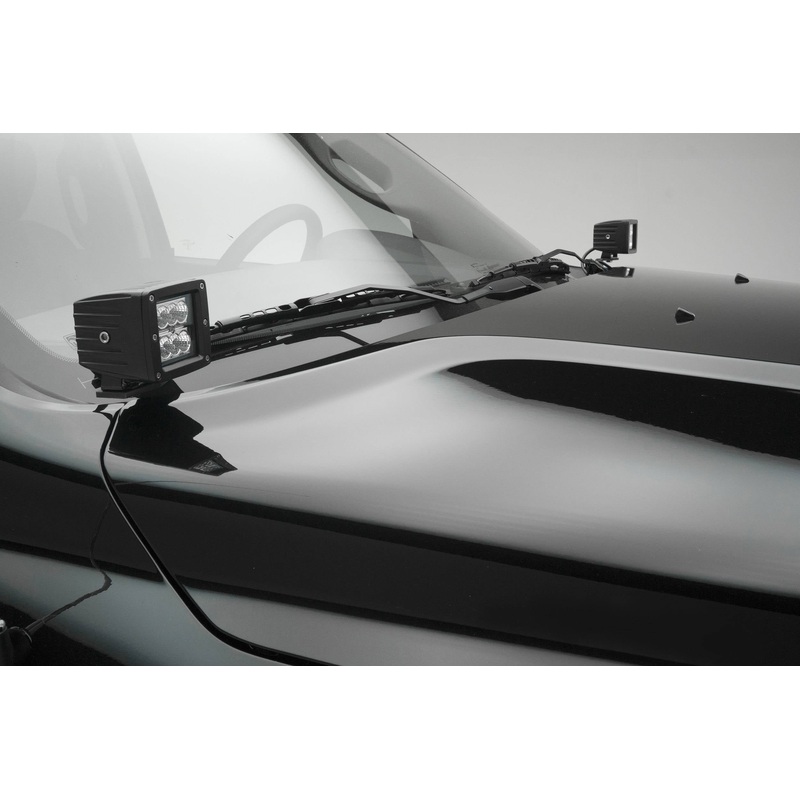 ZROADZ Z364521 Black Mild Steel Hood Hinge LED Bracket Fits 2009-2018 Ram 1500