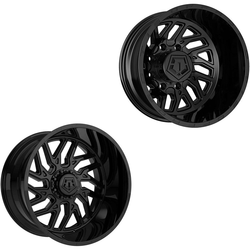 20x10 TIS 544B Gloss Black 19-UP DODGE DUALLY SUPER SINGLE Wheels 8 Lug Set of 6 (Fits UP to 12.50 tire)