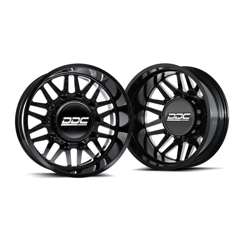 22x11 DDC Aftermath Black Milled 05-UP FORD DUALLY SUPER SINGLE Wheels 8x200 Set of 6 (Lug Nuts Included) Fits UP to 12.50 tire