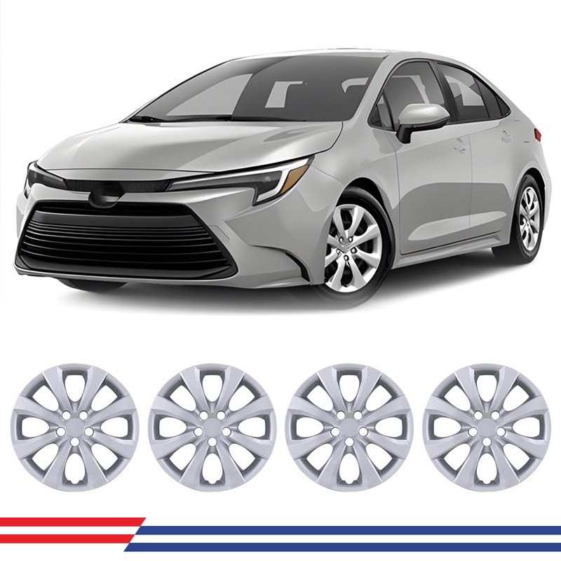 WINJET 16' Hubcaps Wheel Rims Cover for 2009-2024 TOYOTA COROLLA/2009-2014 TOYOTA MATRIX - Sliver