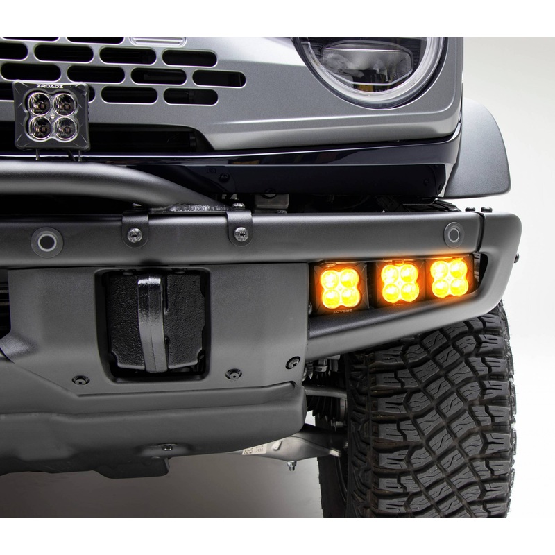 ZROADZ Z325401-KITA Black Mild Steel Front Bumper OEM Fog LED Kit Fits 2021-2023 Ford Bronco