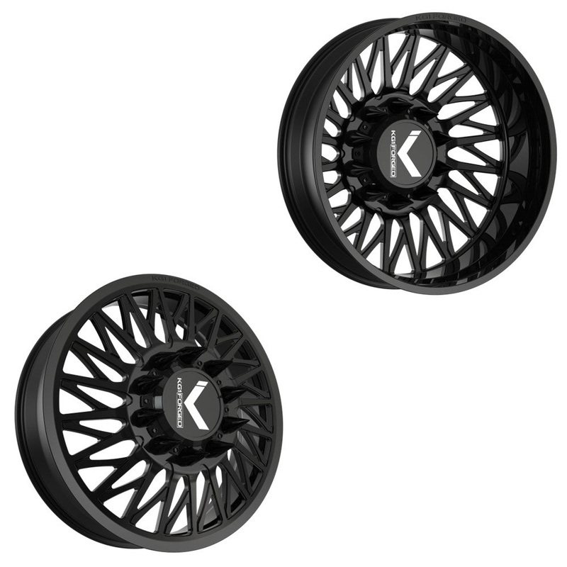22x8.25 KG1 Forged KD054 Glaze Gloss Black FORD/DODGE DIRECTIONAL DUALLY Wheels 10x225 Set of 6 (Lug Nuts/Adapters Included) Fits up to 13.50 tire