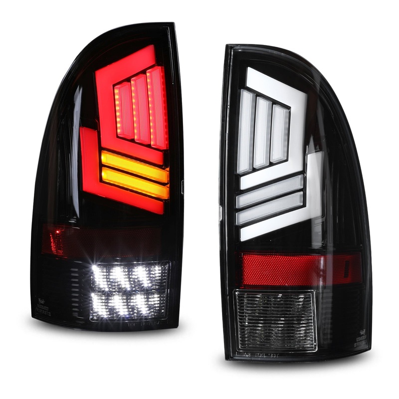 For 2005-2015 Toyota Tacoma LED Tail Lights - Glossy Black/Clear