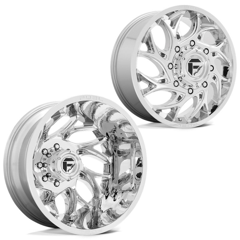 20x8.25 D740 Fuel Runner Chrome 05-UP FORD 19-UP DODGE DUALLY Wheels 8x200 Set of 6 (Fits Stock UP to 285 tire)