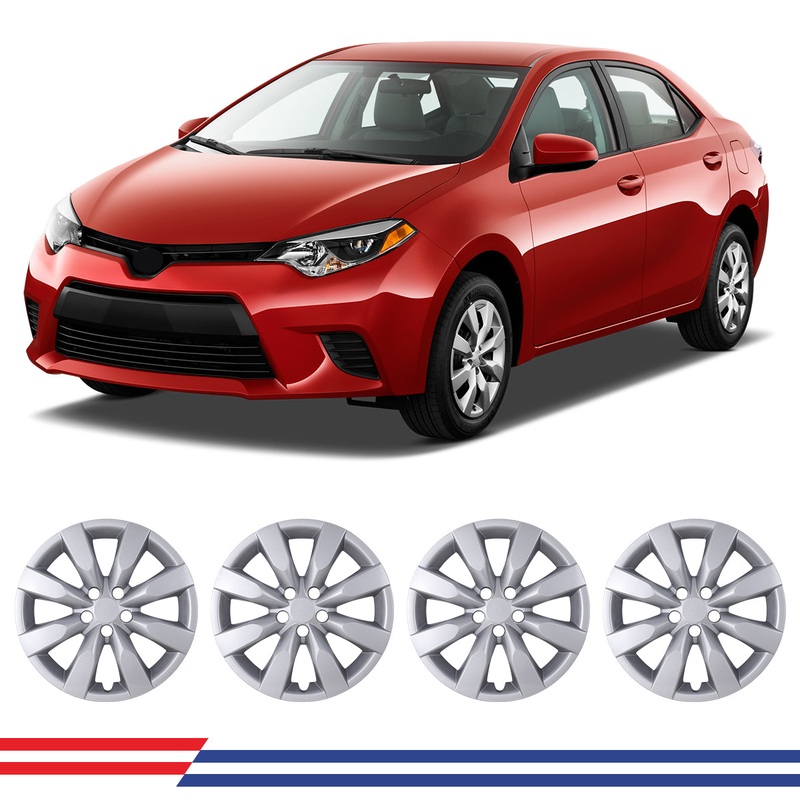 WINJET 16' Hubcaps Wheel Rims Cover for 2009-2019 TOYOTA COROLLA/2009-2014 TOYOTA MATRIX - Sliver
