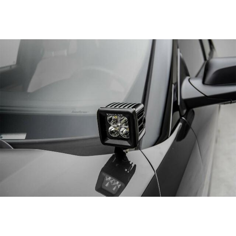 ZROADZ Ditch Hood Hinge LED Mounting Bracket - Compatible w/ 2016-2017 Ford Explorer - to Mount (2) 3 Inch LED Pod Lights - Mild Steel Gloss Black - Bolt-On Easy Installation - PN #Z366641