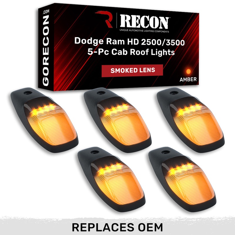 2019-2024 RAM 2500/3500 RECON Smoked Amber LED Cab Lights (Replaces Factory Cab Lights)