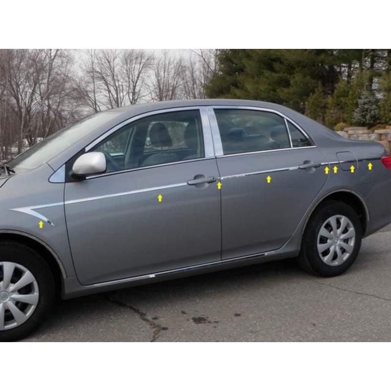 Toyota Corolla 2009-2013, 4-door, Sedan (14pc Stainless Steel Body Side Molding Accent) AT29112 QAA