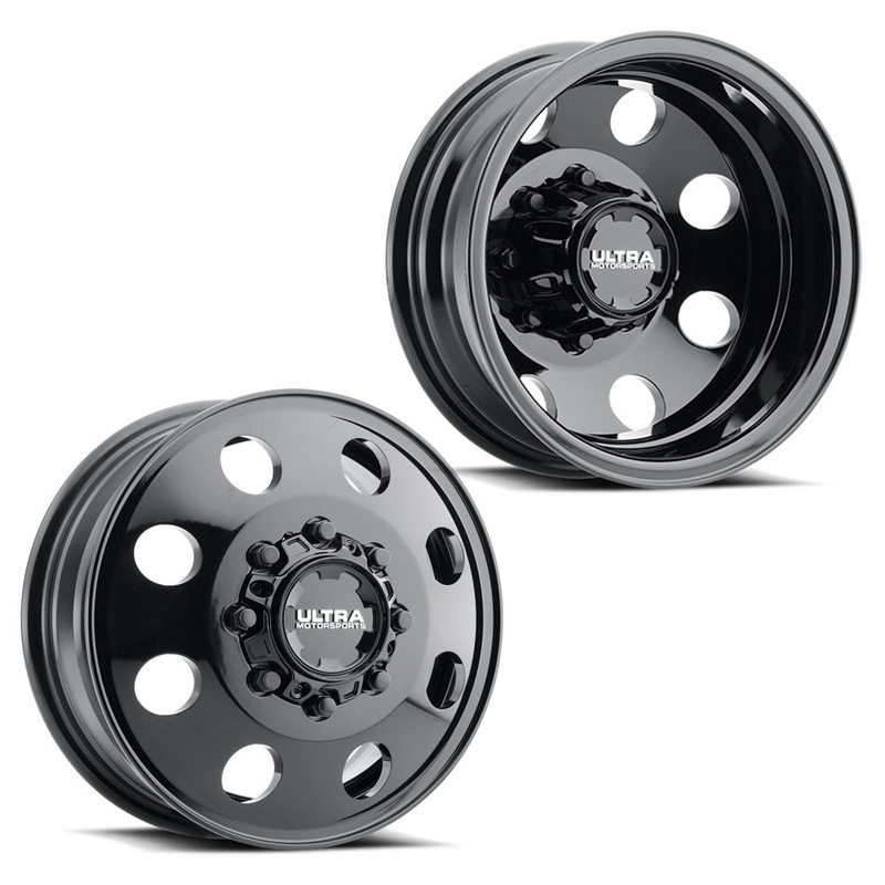 17x6.5 Ultra 002BK Mod Blk 05-UP FORD 19-UP DODGE DUALLY Wheels 8x200 Set of 4 (Fits Stock Tire Sizing)