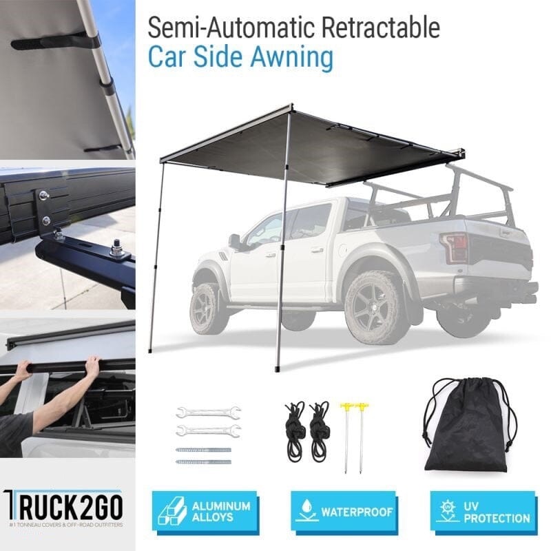 SYNETICUSA Universal Fit 8' x 6.5' Large Size Pull-out Awning