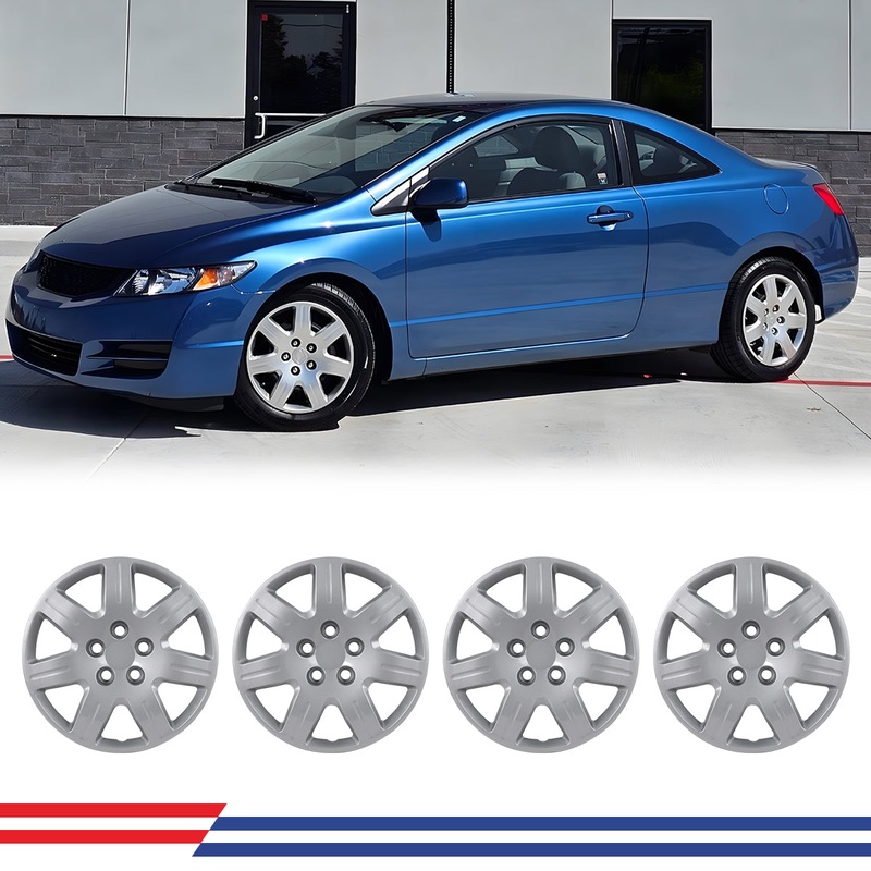 WINJET 16' Hubcaps Wheel Rims Cover for 2006-2011 Honda Civic - Sliver