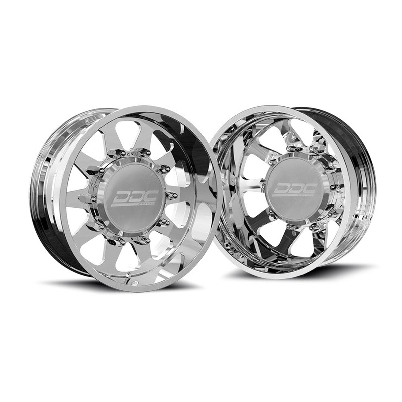 22x10 DDC The Ten Polished 99-04 FORD FORGED DUALLY SUPER SINGLE Wheels 8x170 Set of 6 (Lug Nuts/Billet Lug Covers Incl) Fits UP to 12.50 tire
