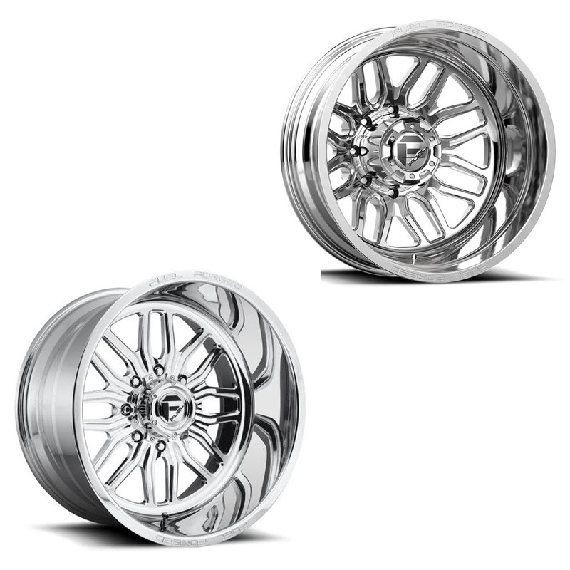 22x12 Fuel Forged FF66 Polished 05-UP FORD DUALLY SUPER SINGLE Wheels 8 Lug Set of 6 (Fits UP to 12.50 tire)