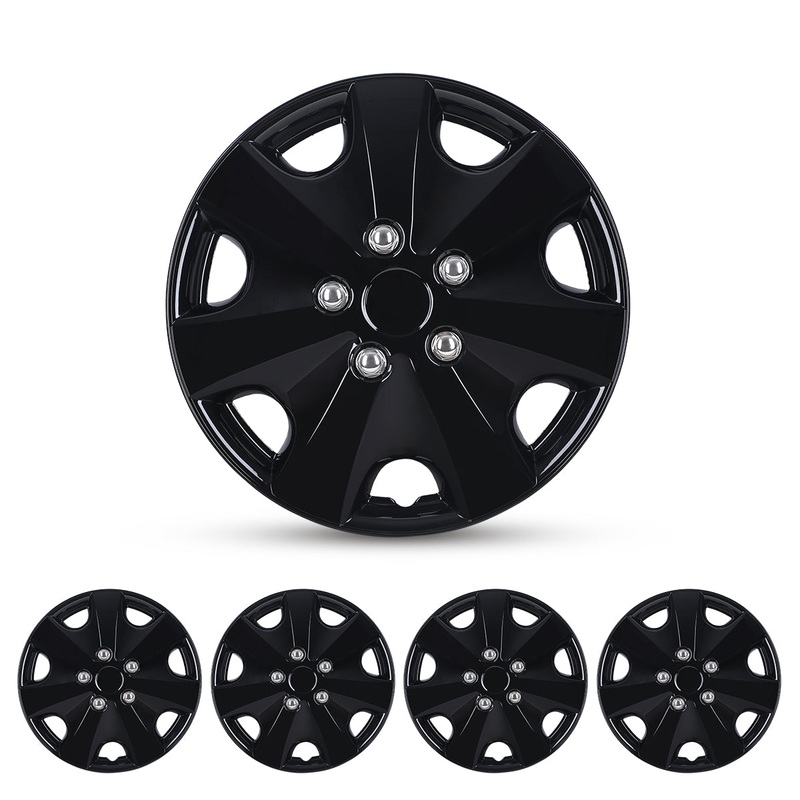 WINJET 15 inch Hubcaps Wheel Covers 5051 - Black Lacquer