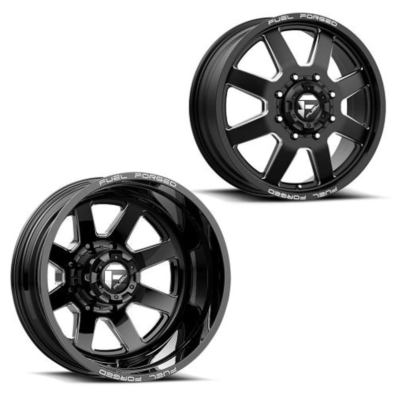 20x8.25 FF09D Fuel Forged Matte Blk Mill 11-UP GM DUALLY Wheels 8x210 Set of 6 (Fits UP to 12.50 tire)