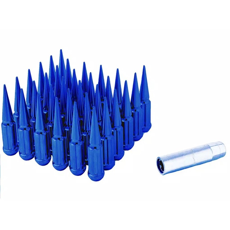 14x1.5 Gorilla Automotive Blue Spike 64 Lug Kit With Key
