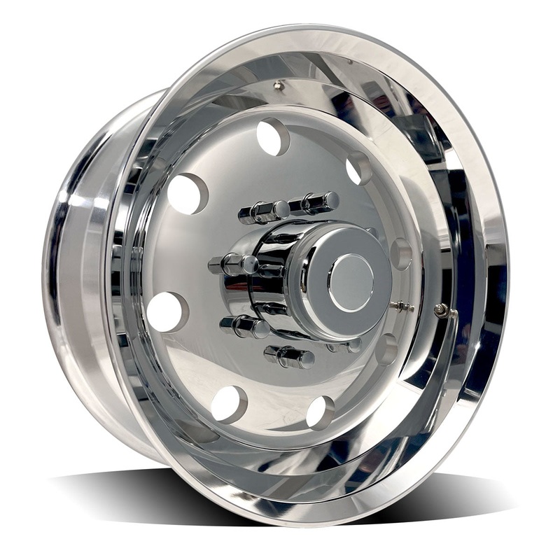 17.5x6.75 Polished Stud-Pilot Trailer Wheel  Acorn Nut Style