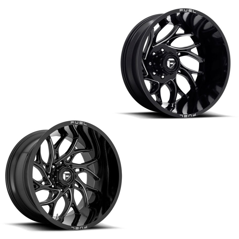 20x9 Fuel D741 Runner Gloss Black Milled 11-UP GM DUALLY SUPER SINGLE Wheels 8 Lugs Set of 6 (Fits UP to 12.50 tire)