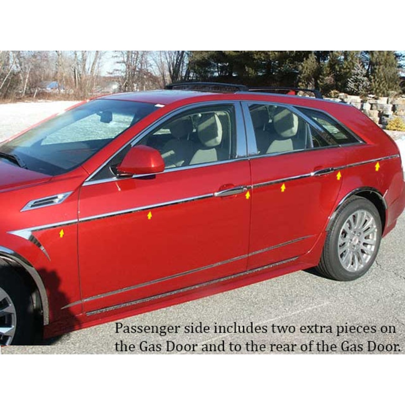 Cadillac CTS 2008-2013, 4-door, Sedan (14pc Stainless Steel Body Side Molding Accent) AT48250 QAA
