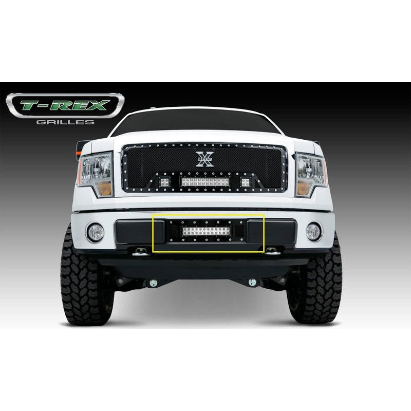 T-REX Grilles 6325681 Black Mild Steel Small Mesh Bumper Grille Fits 2013-2014 Ford F-150