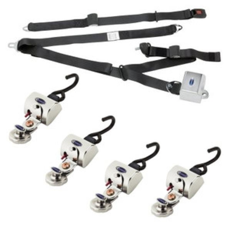 Waldoch Slide 'n Click Tie Down Kit With Lap And Shoulder Restraint