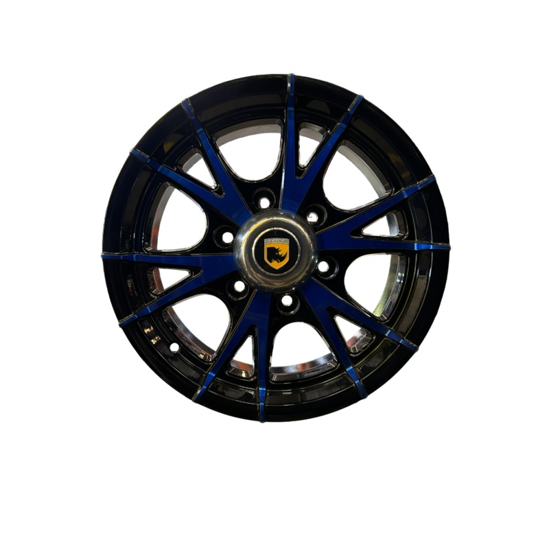 RHINO ALUMINUM TRAILER RV WHEEL CW515 15X5, 5X4.5 5 LUG BLACK & BLUE FACE