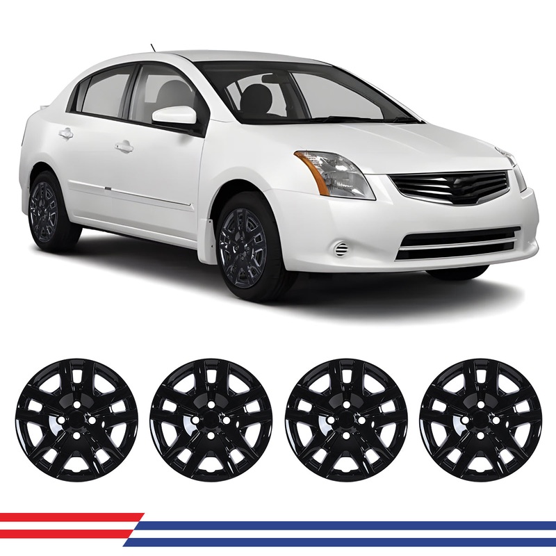 WINJET 16' Hubcaps Wheel Rims Cover for 2007-2012 NISSAN SENTRA  - Black Lacquer