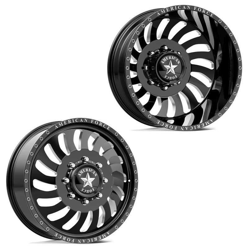 20x8.25 American Force DB06 Wave Gloss Black Milled 99-04 FORD DUALLY Wheels 8x170 Set of 6 (Fits up to 12.50 tire)