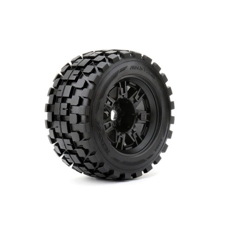 Roapex Rythm 1/8 Monster Truck Tires Mounted on Black Wheels, 0"