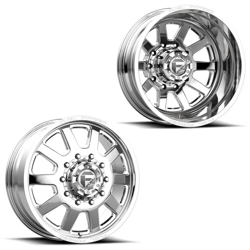 22x8.25 Fuel Forged FF09D Polished FORD F-450/F-550 DODGE 4500/5500 DUALLY Wheels 10x225 Set of 6 (Fits UP to 12.50 tire)