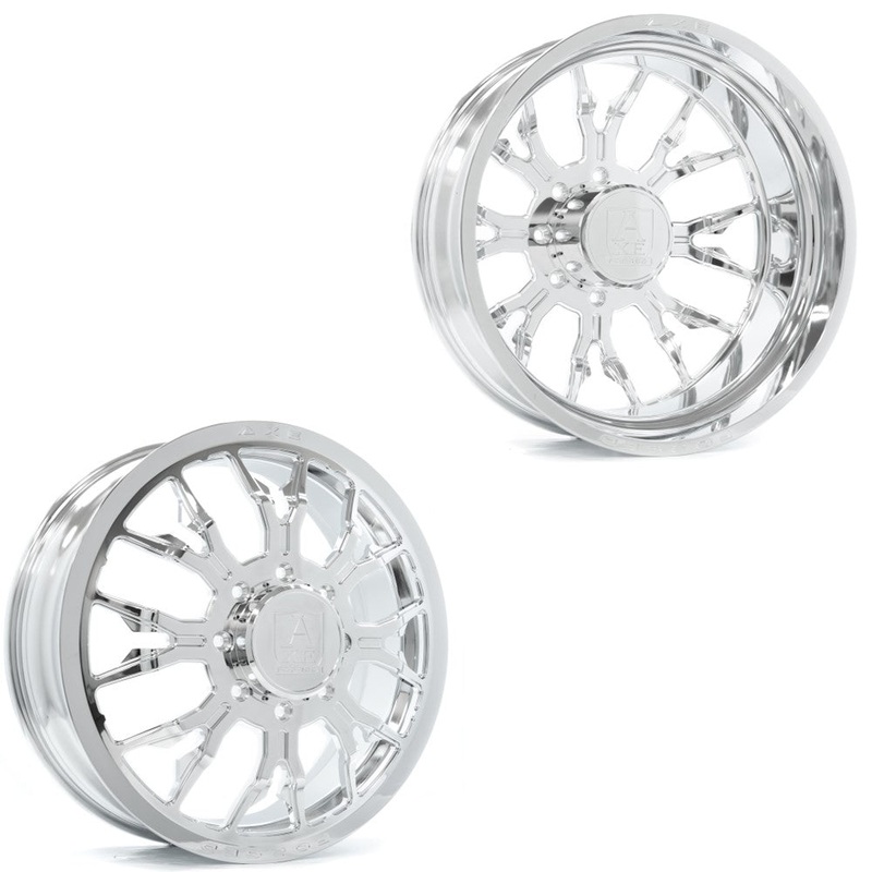 26x8.25 Axe AF6 Polished 11-UP GM FORGED DUALLY Wheels 8x210 Set of 6 (Fits UP to 13.50 tire)