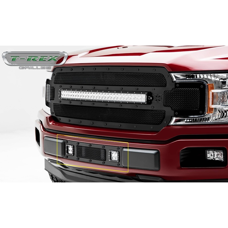 T-REX Grilles 6325791-BR Black Mild Steel Small Mesh Bumper Grille Fits 2018-2020 Ford F-150 Limited F-150 Lariat