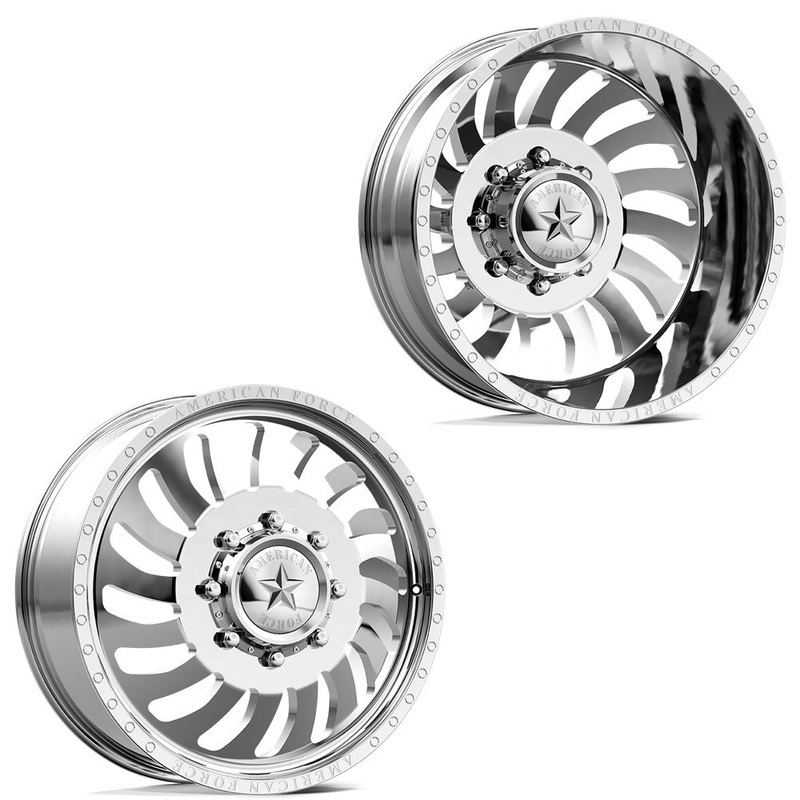 20x8.25 American Force DB06 Wave Polished PRE-99 FORD DUALLY Wheels 8x6.5 Set of 6 (Fits UP to 12.50 tire)