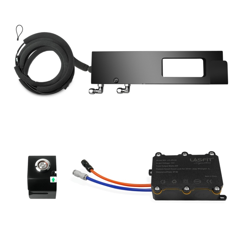 Lasfit Stealth Anti-Theft Automatic Hood Lock System for 18-23 Jeep Wrangler JL/JLU and Gladiator JT(Version 2.0), Don't fit 2024+ Jeep Wrangler/Gladiator