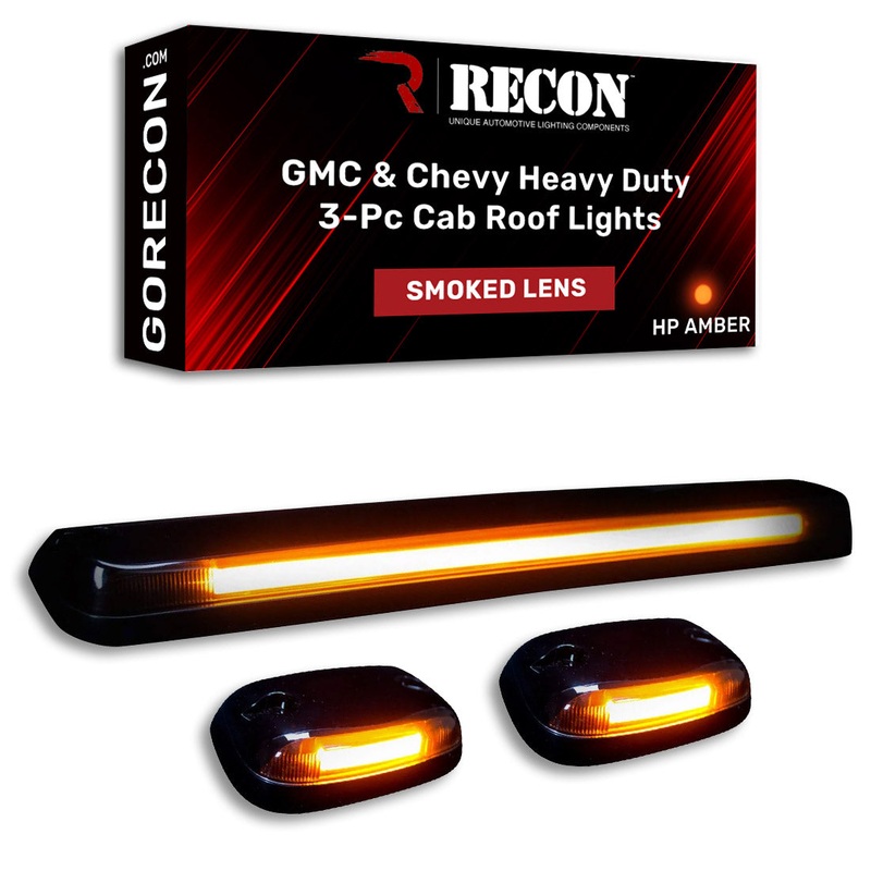 2007-2014 GMC/Chevrolet 2500/3500 RECON Smoked Amber LED Cab Lights (Replaces Factory Cab Lights)