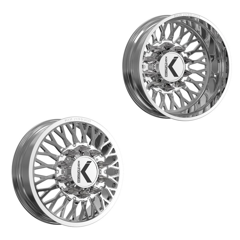 22x8.25 KG1 Forged KD049 Jacked-D Polished 19-UP DODGE DUALLY Wheels 8x200 Set of 6 (Lug Nuts/Adapters Included) Fits UP to 13.50 tire