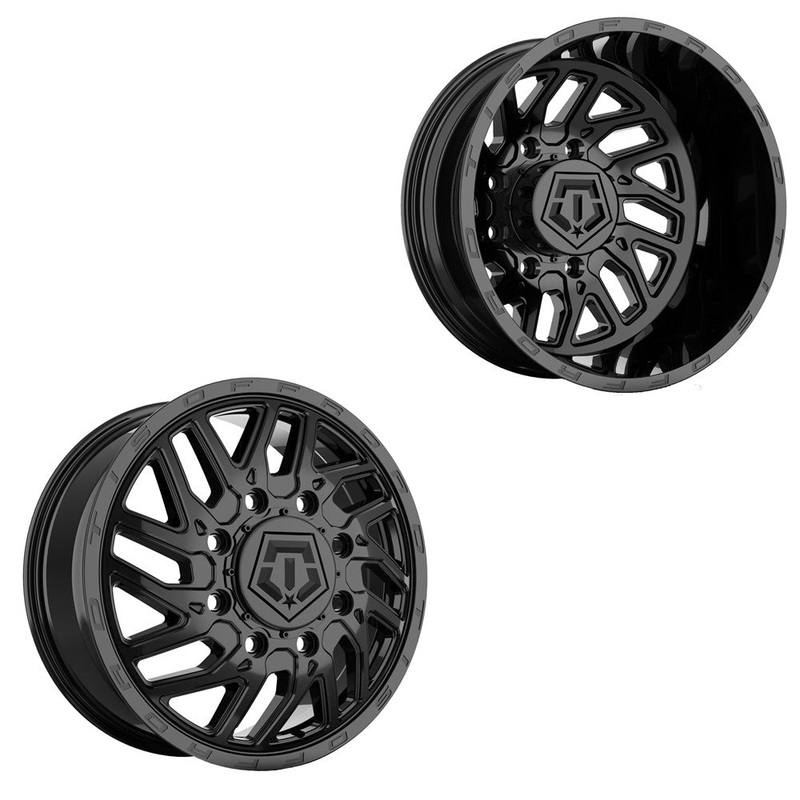 22x8.25 TIS 544B Gloss Black 05-UP FORD 19-UP DODGE DUALLY Wheels 8x200 Set of 6 (Fits UP to 12.50 tire)