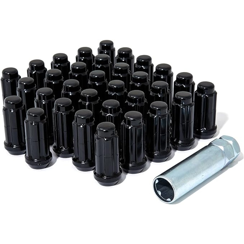 Black Splined Locking Lug Nut Set With Key (8 Lug) 14 - 1.50, K8TS-14150BGR