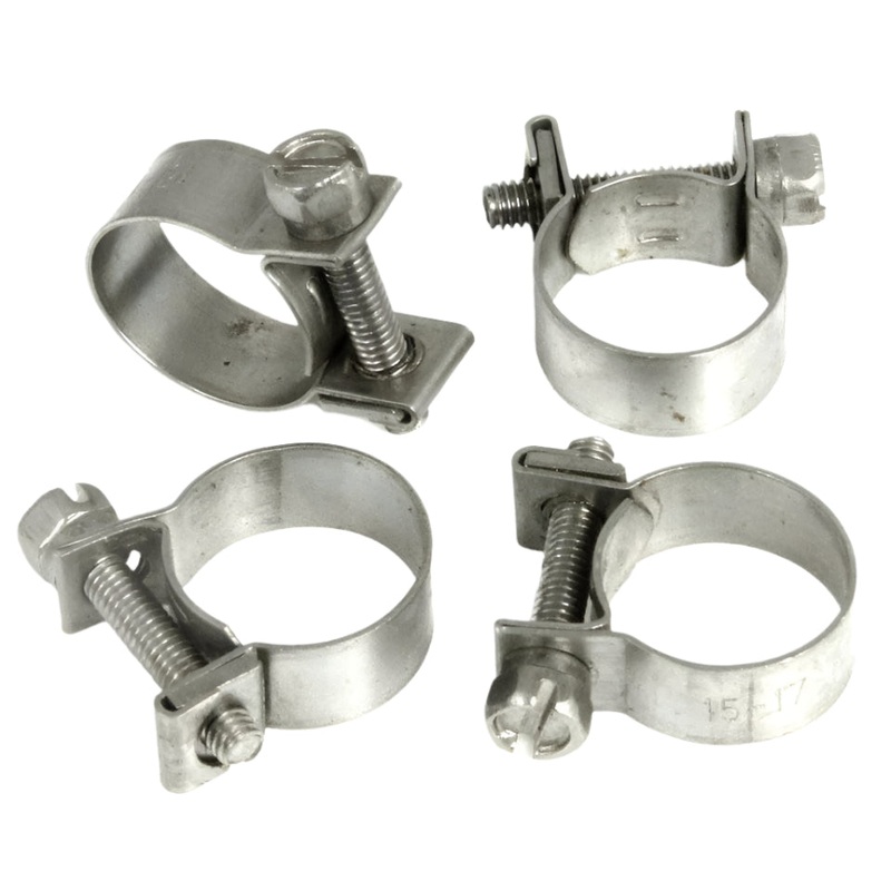 15mm - 17mm Stainless Steel Fuel Hose Clips Pack of 4
