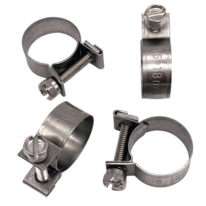 16mm - 18mm Stainless Steel Fuel Hose Clips Pack of 4