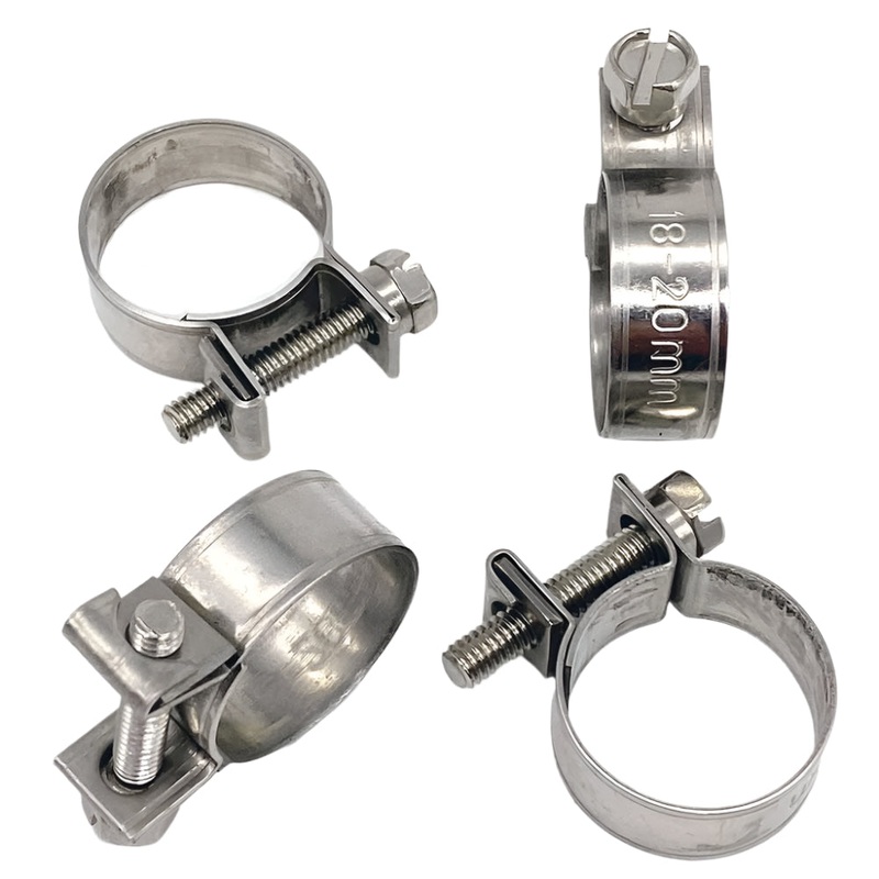 18mm - 20mm Stainless Steel Fuel Hose Clips Pack of 4