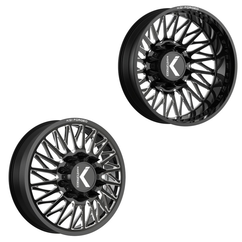 22x8.25 KG1 Forged KD054 Glaze Gloss Black Milled 99-04 FORD DIRECTIONAL DUALLY Wheels 8x170 Set of 6 (Lug Nuts/Adapters Included) Fits up to 13.50 tire